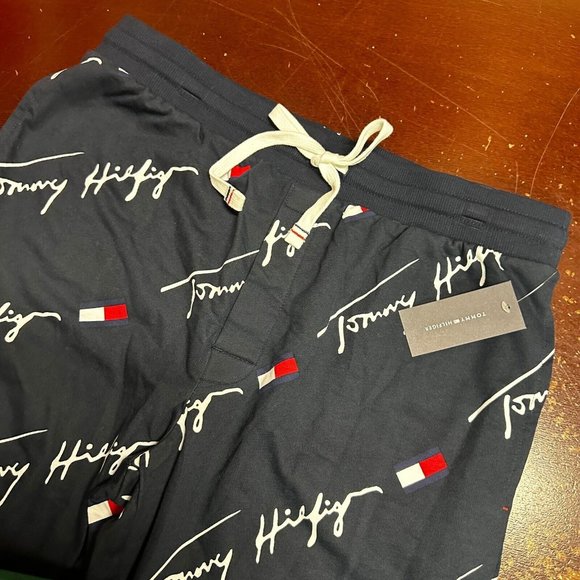 Tommy Hilfiger Mens Dark Navy All Over Print Jogger Pants Size Large XL - Picture 3 of 6